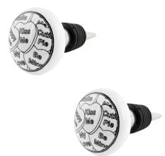 2 Pieces Kiss Me Flat Ceramic Wine Bottle Stopper